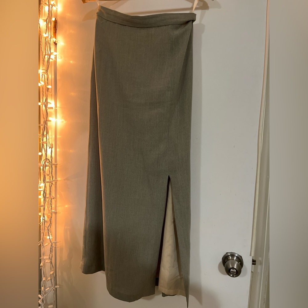 Side Slit grey suit Maxi Skirt - Sleek Everyday Style